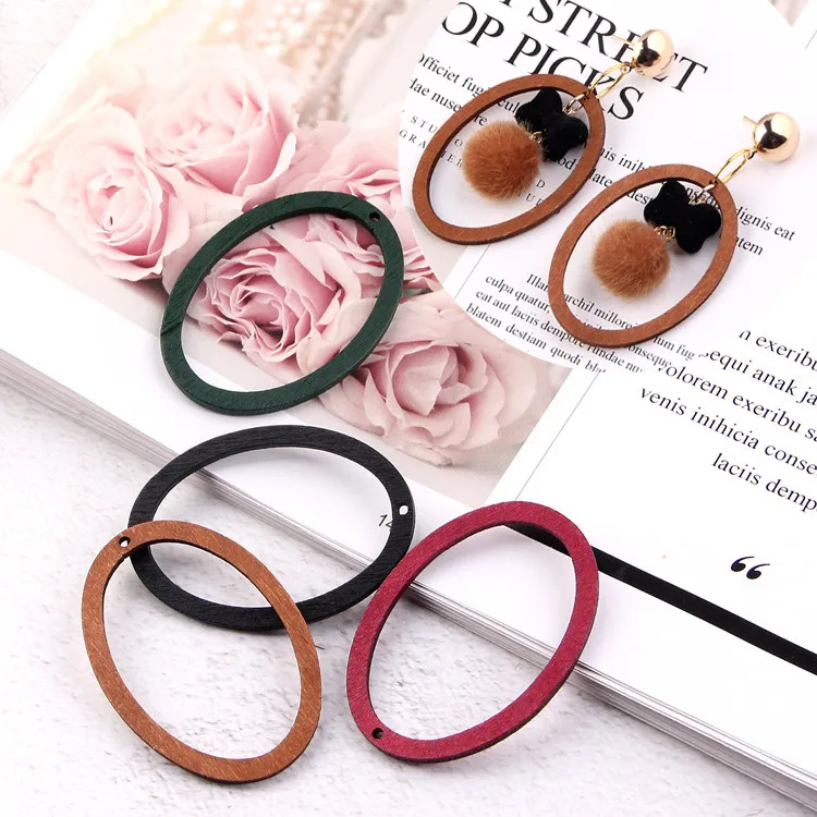 Oval Geometry Wooden Charms Eardrop Diy Handmade Earring Finding Single Hole Jewelry Components 6pcs | Украшения и аксессуары