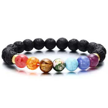 

1 pcs Fashion Style 7 Chakra Healing Beaded Bracelet Natural Lava Stone Diffuser Bracelet Jewelry armbanden voor vrouwen NS34