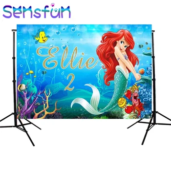 

Sxy219 Girls Little Mermaid Photography Backdrop Custom Photocall Under The Sea Fish Bubble Backgrounds For Photo Studio