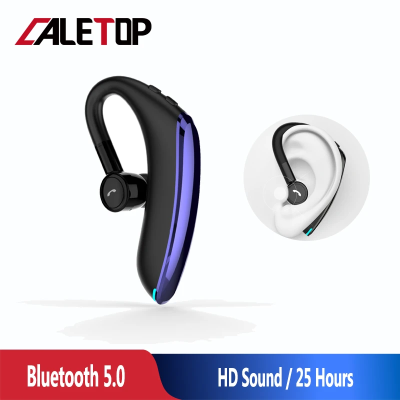 

CALETOP Bluetooth 5.0 Headphone Business Ear Hook Wireless Earbud Handsfree For Car Driver Earphone Noise Cancelling Headset