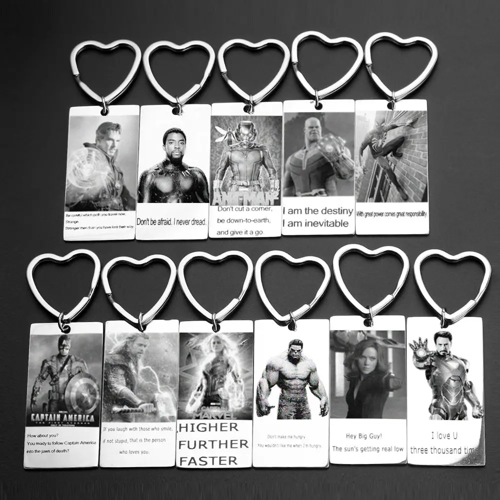 

Personalized Customized The Avengers Hero Picture Keychain Captain America Thor Spider-Man Hulk Iron Man Doctor Strange For Fans