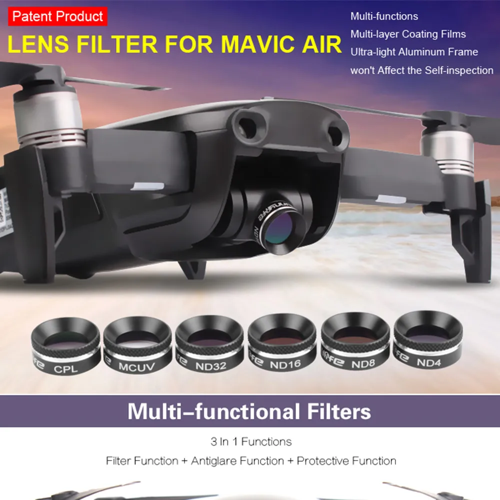 Drone Filter Sunhood Multifunctional Lens Filter MCUV CPL ND4 ND8 ND16