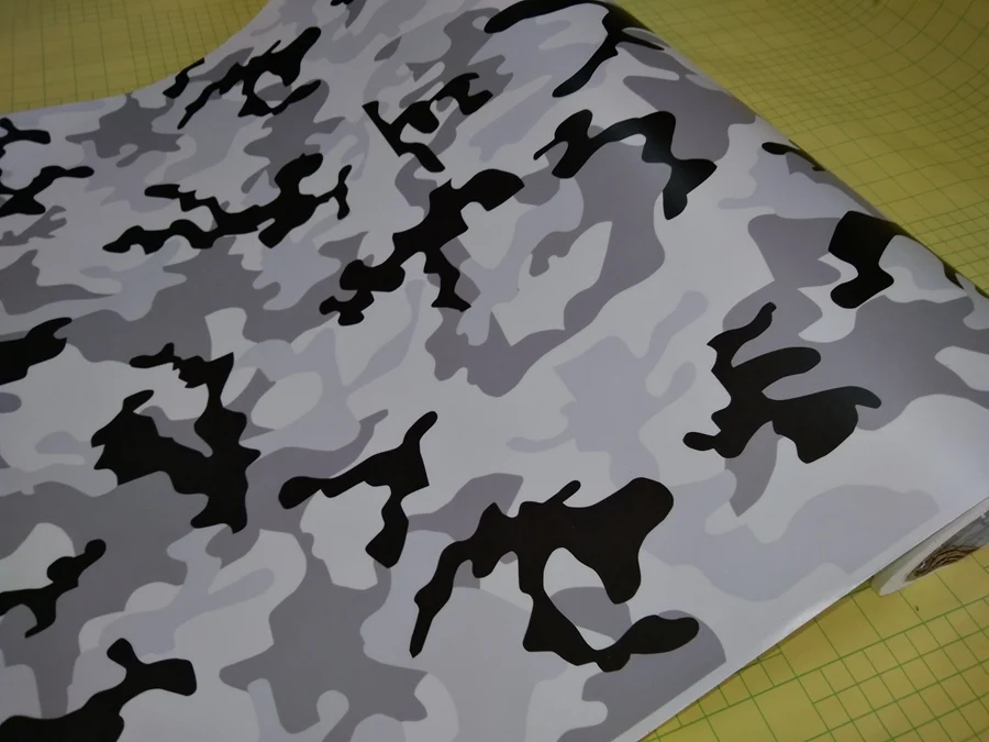 BLACK WHITE GREY SNOW CAMO VINYL CAR WRAPPING FILM STICKER (3)
