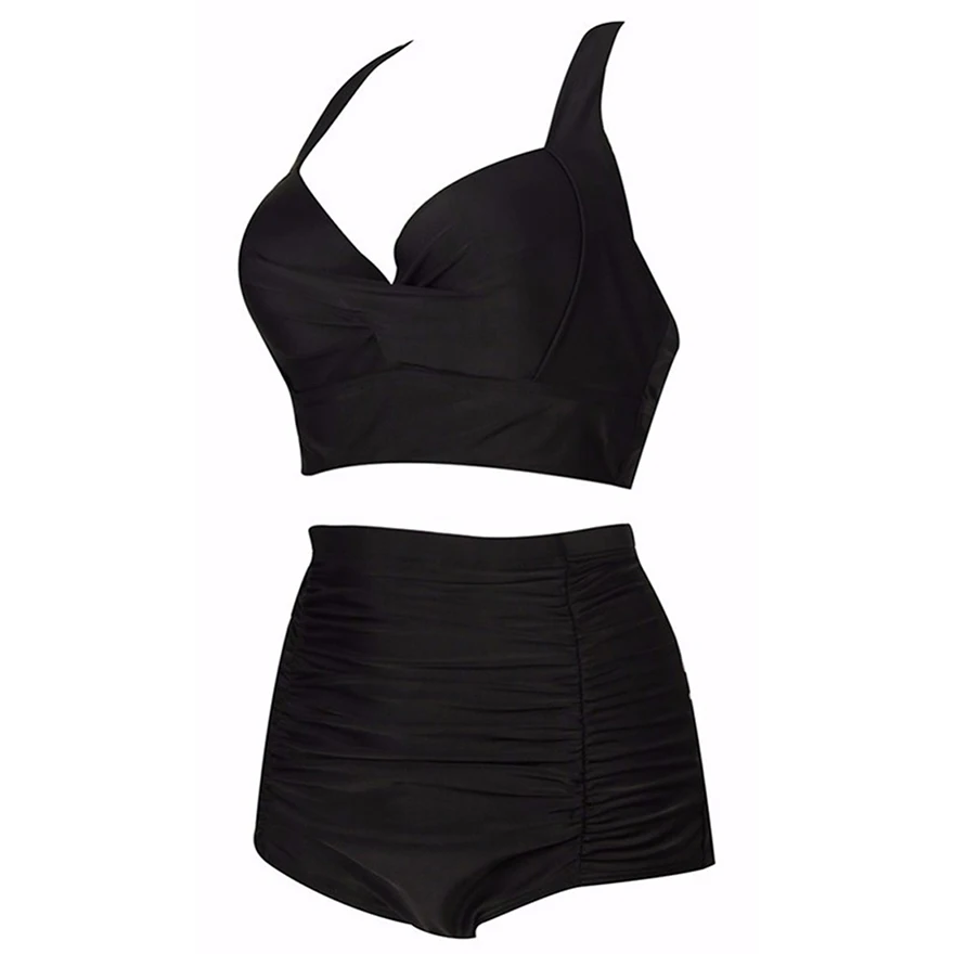 FORUDESIGNS 5XL Bikinis High Waist Swimsuit Women 2018 Bikini Set Black Plus Size Swimwear Vintage Beach Push Up Bikinis 4XL FORUDESIGNS 5XL Bikinis High Waist Swimsuit Women 2018 Bikini Set Black Plus Size Swimwear Vintage Beach Push Up Bikinis 4XL