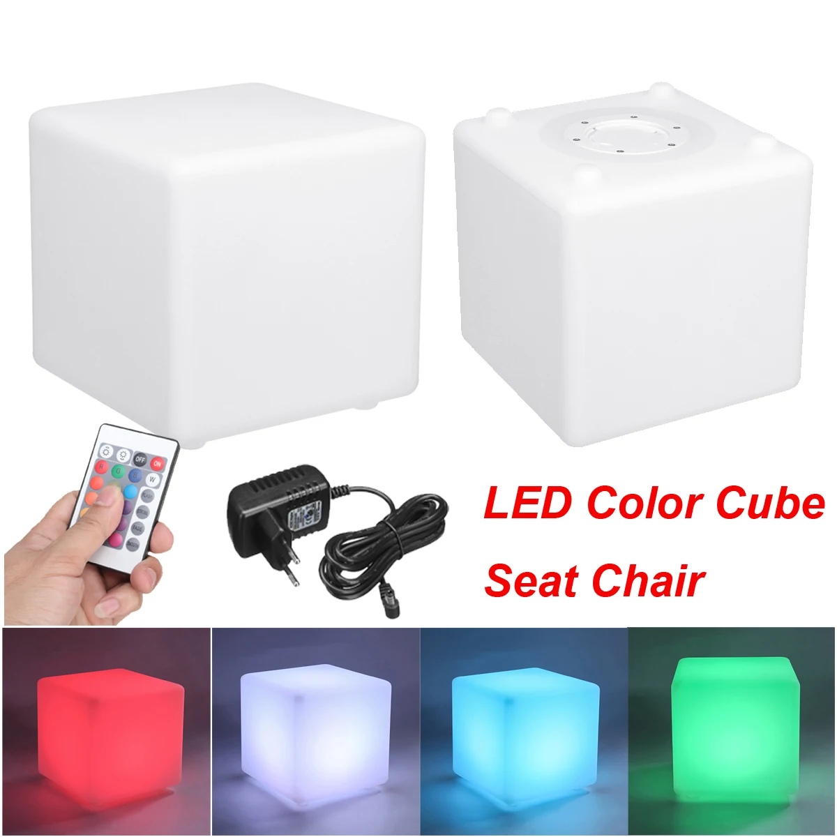 

20cm RGB LED Light Cube Seat Chair Waterproof Rechargeable LED Lighting + Remote Control for Bar Home Decor