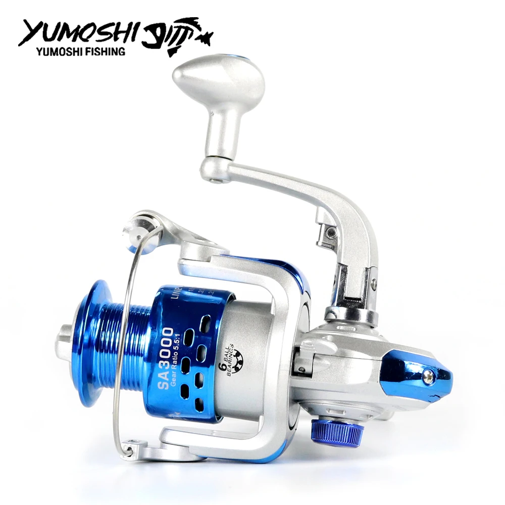 Yumoshi molinete de pesca, carretel de pesca giratório para pesca, carretel dianteiro de carbono para pesca 1000-7000 séries 5.5:1 12bb