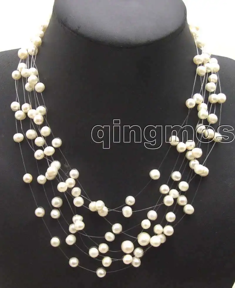 

SALE Great 6-7mm White Round natural Freshwater Starriness 8 strands Pearl 18-20" Necklace-nec5060 Wholesale/retail Free ship
