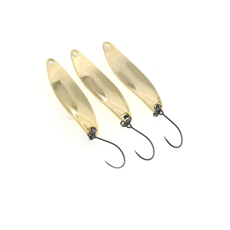 1Pcs Metal Spinner Spoon Fishing Lure Gold Silver Rotating Hard Baits For Trout Pike Peche Feather Treble Hook Tackle