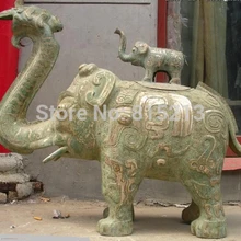 Bi00929 Китайский классический бронза позолоченного серебра вырезать Лаки кадило слон Зун Статуя