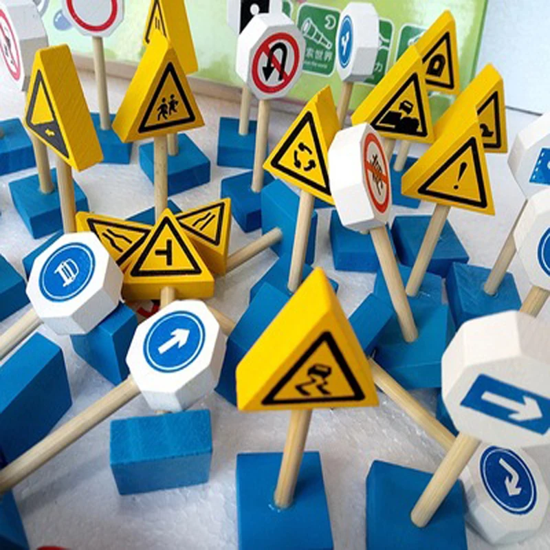 Дорожный знак огни строительные блоки безопасность уличные знаки когнитивные игры Детские игрушки Раннее Образование головоломки игрушки