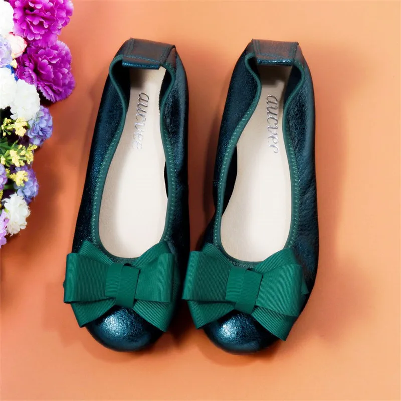 2018 New Women's Flat Shoes Spring Summer Genuine Leather Baleriny Woman Sweet Bow Female Footwear Slip On  Espadrille Lady Shoe (24)