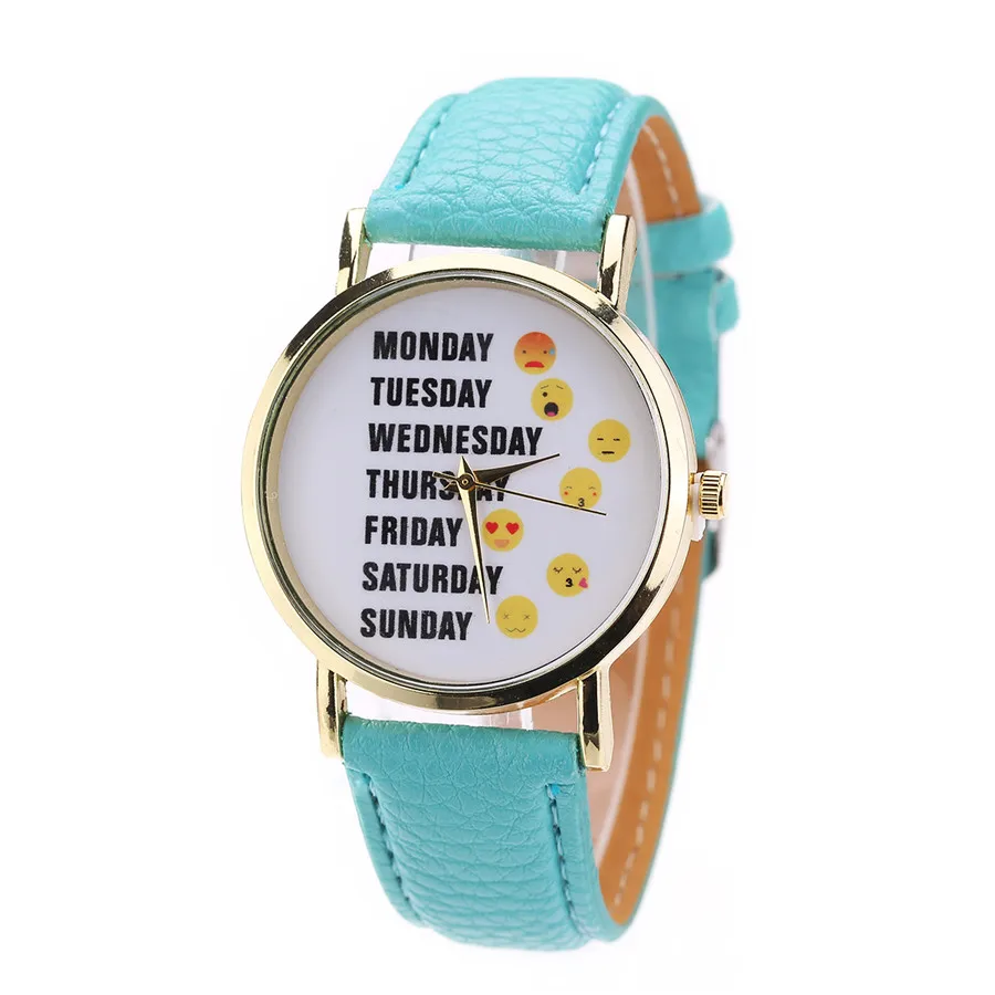 

Week Women Watches Leather Band Female Quartz Watch Ladies Relogio Feminino Wristwatch N08