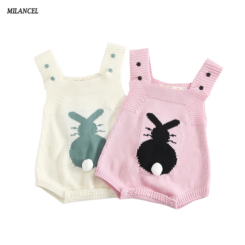 MILANCEL/2018 боди для мальчиков, вязаная одежда для маленьких девочек, боди с кроликом для девочек, детская одежда без рукавов, Повседневные
