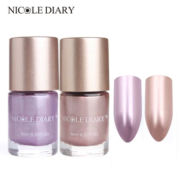 

NICOLE DIARY Metallic Mirror Nail Polish Mirror Effect Red Blue Green Purple Shiny Metal 9ml 2 Bottles