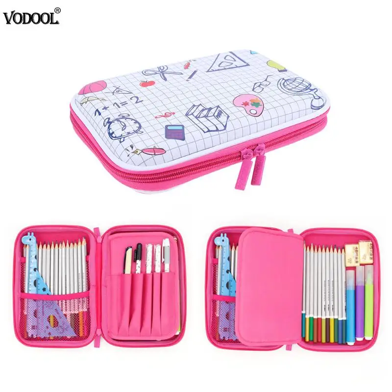 

VODOOL EVA Cute Fine Grid Pencils Case Large Capacity Stationery Pen Holder Organizer Box Material For Office & School