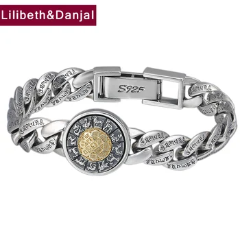 

2019 Buddha Mantra Zodiac Couple Rotatable Bracelet Bangle 100% 925 Sterling Silver Jewelry Men Women Designer Chain Bracelet B7