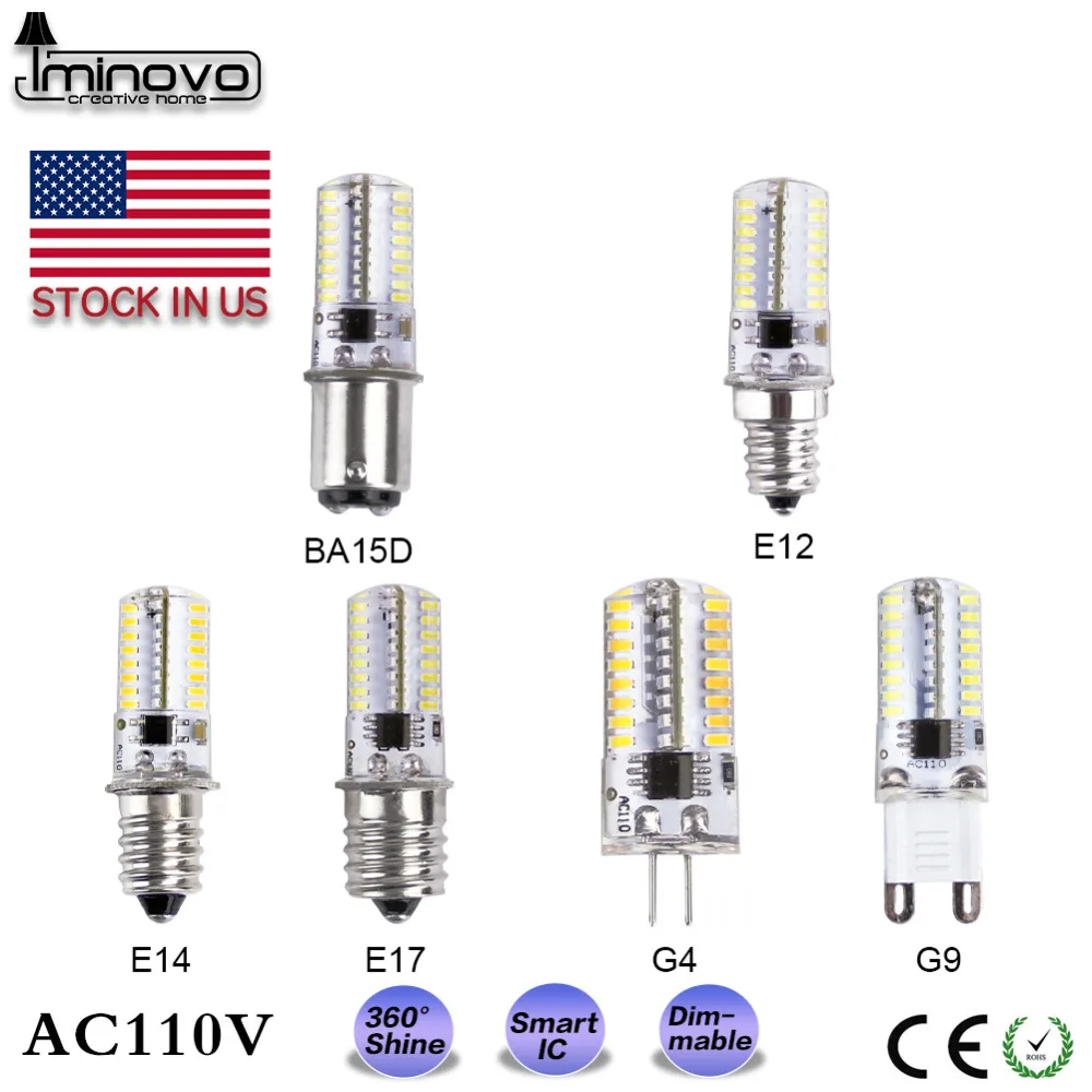

5 Pcs  LED Light Bulb G4/G9/E12/E14/E17/BA15D Silicone Mini Dimmable 110V 7W  Cool /Warm White Led Spotlight Crystal lampada