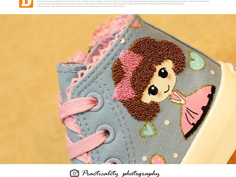 New 2016 Spring Fashion Girls Shoes Canvas Children Shoe Breathable Casual Print Girls Sneakers Toddler High Good Rubber Sneaker 434 (13)