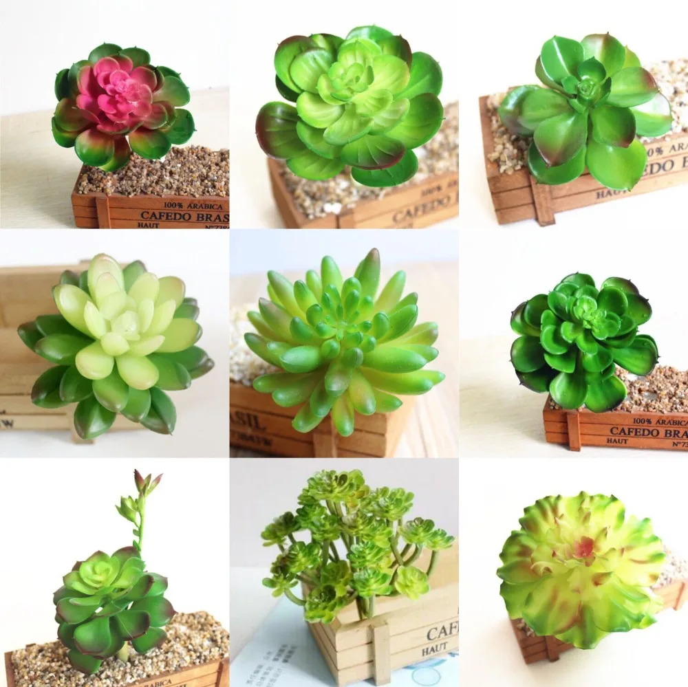 

Amenmo artificial flowers green Artificial Succulents Plants garden decoration Adenium obesum Aloe vera Sinocrassula indica