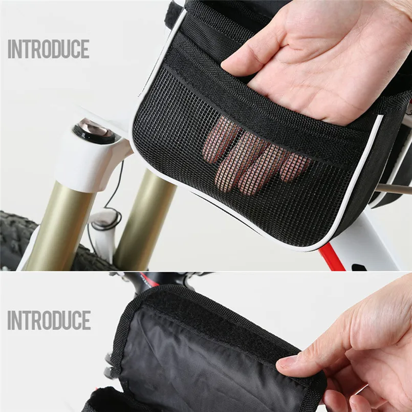 Clearance New arrival 2017 Bicycle Bike Cycling Front Frame Tube Handlebar Pannier Double Pouch Phone Bag 2