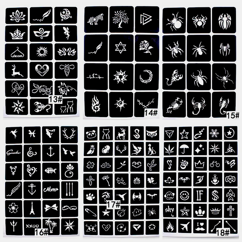 446pcs Reusable Sticker Tattoo Stencils Book Painting Template Airbrush Glitter henna tattoo stencils tattoo sticker Set Album Fixed Style
