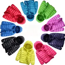 Children down jacket boys and girls baby short paragraph hooded white duck jacket
