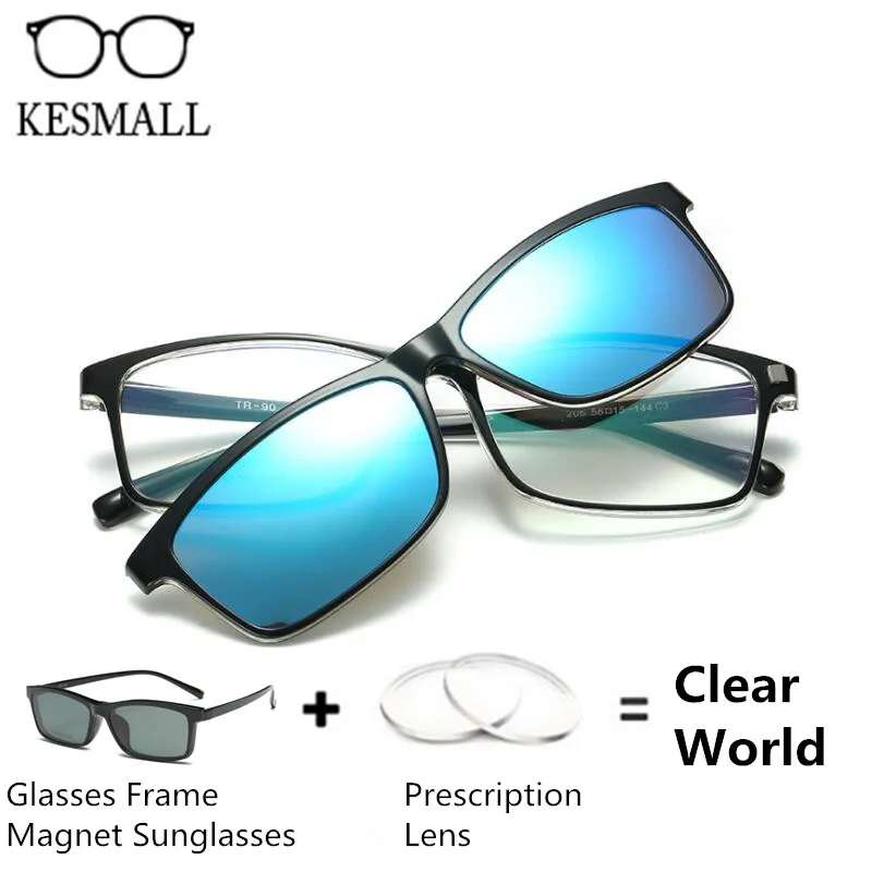 KESMALL Anti Blue Prescription Glasses With Polarized Sunglasses
