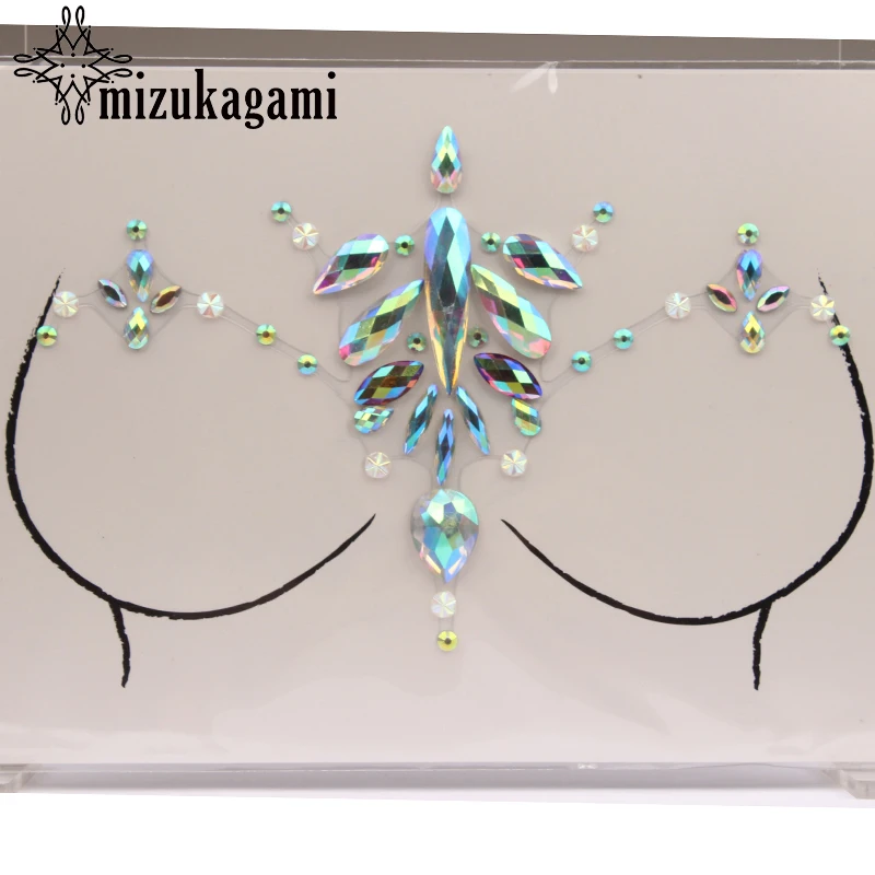 

Women's Chest Sticker Handpicked Tribal Body Decor Sticker Water Drop On Self Adhesive Gems Chest Nipple Breast Sexy Jewellery