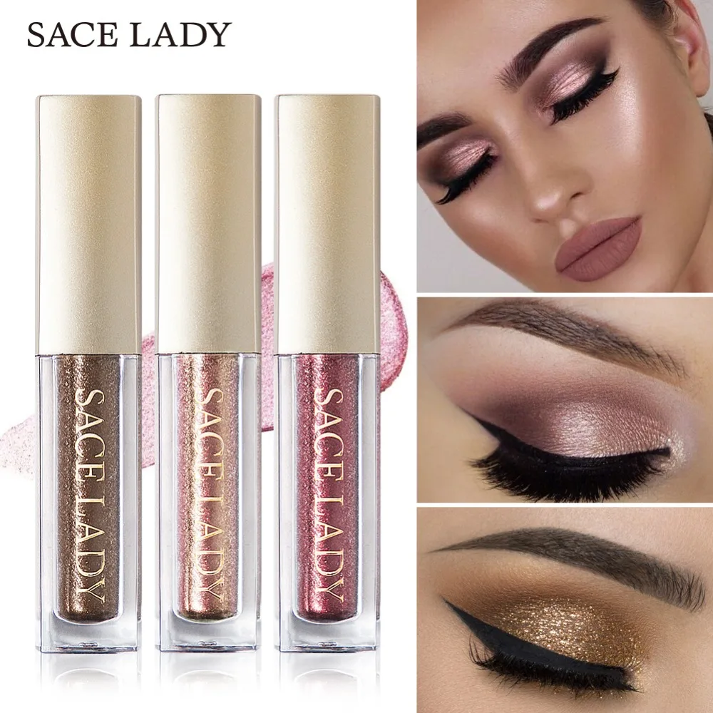 

SACE LADY Glitter Eyeshadow Makeup Liquid Shimmer Eye Shadow Metals Illuminator Glow Kit Make Up Highlighter Cream Cosmetic
