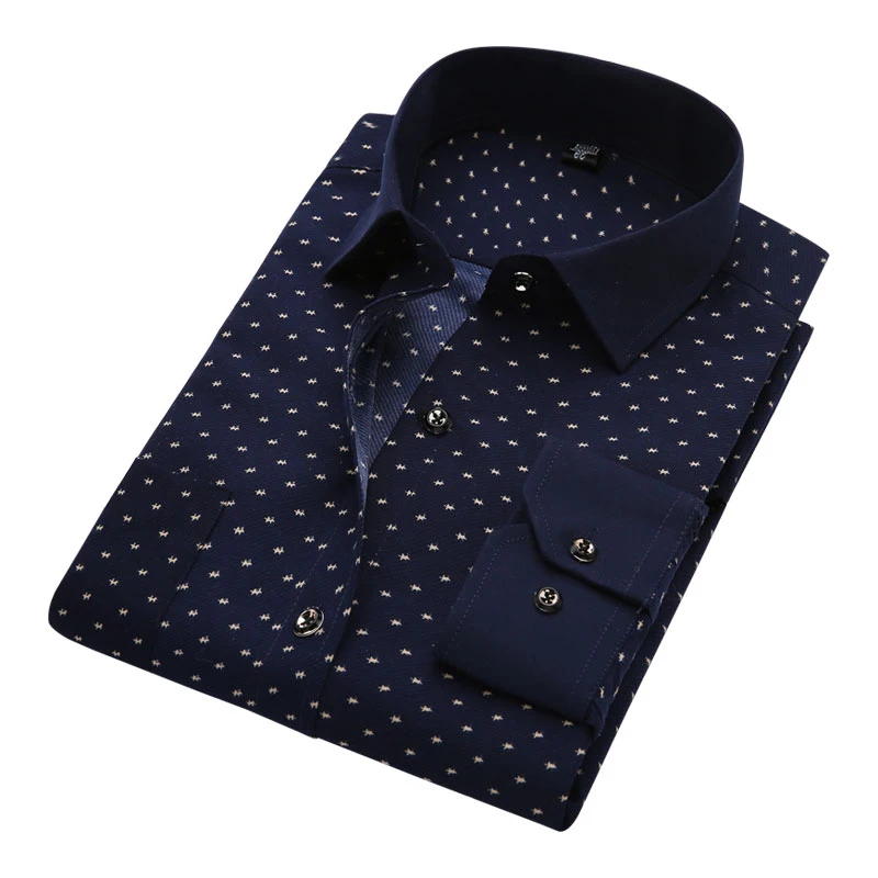 DAVYDAISY Cotton Men Shirt Turn Down Collar Solid Printed Plaid Brand Clothing 20 Colors Dress Shirt 3