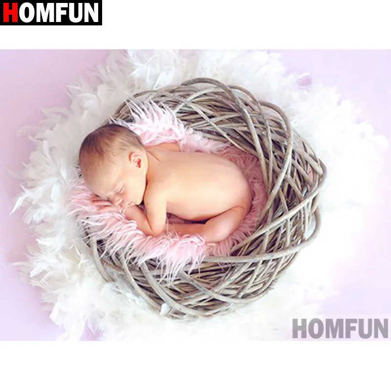 

HOMFUN Full Square/Round Drill 5D DIY Diamond Painting "Baby child" Embroidery Cross Stitch 5D Home Decor Gift A18048
