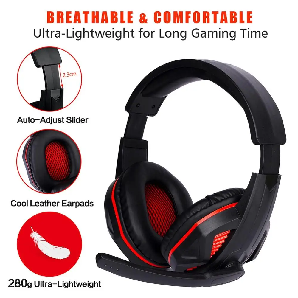 PS4 Gaming Headset Wired PC Stereo Earphones Headphones with Microphone for New Xbox One Laptop Tablet Gamer