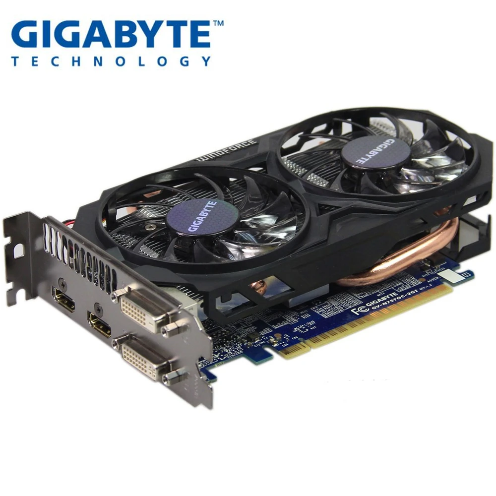  USED Gigabyte GTX 750 TI 2G WINDFORCE Graphics Card Dual Fan Cooling Dual DVI Dual HDMI Interface F