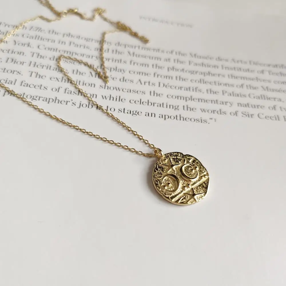 WTLTC 925 пробы Серебряное лунное ожерелье с кулоном в виде звезды для женщин Изящные Чокеры с монетным диском богемное колье с инициалами ювелирные изделия