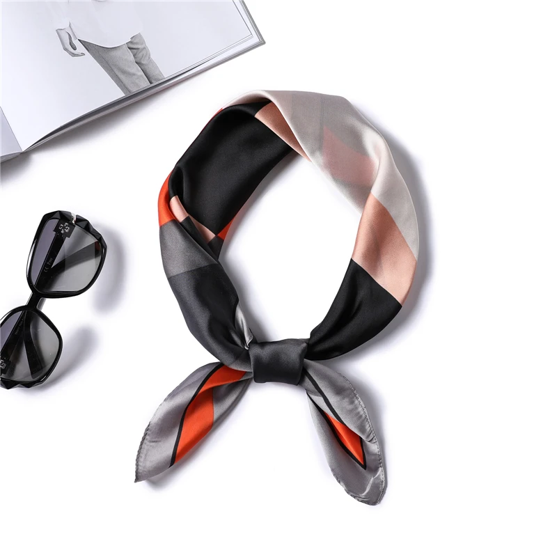 

2018 brand women silk scarf square smooth hair scarves office Neckerchief print foulard bandana scarves