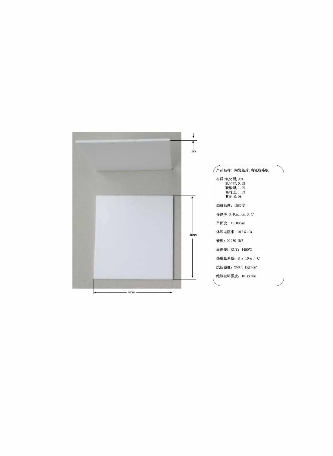 

30 pcs Ceramic Substrate, Ceramic Circuit Board, Alumina Substrate, Wear Resistant Insulation Substrate, 42x40x1mm Substrate
