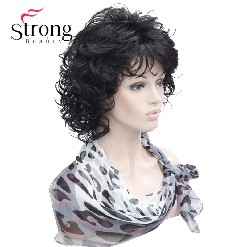 StrongBeauty короткие мягкие лохматый слоистых полный синтетический парик коричневым вьющиеся Для женщин синтетические парики
