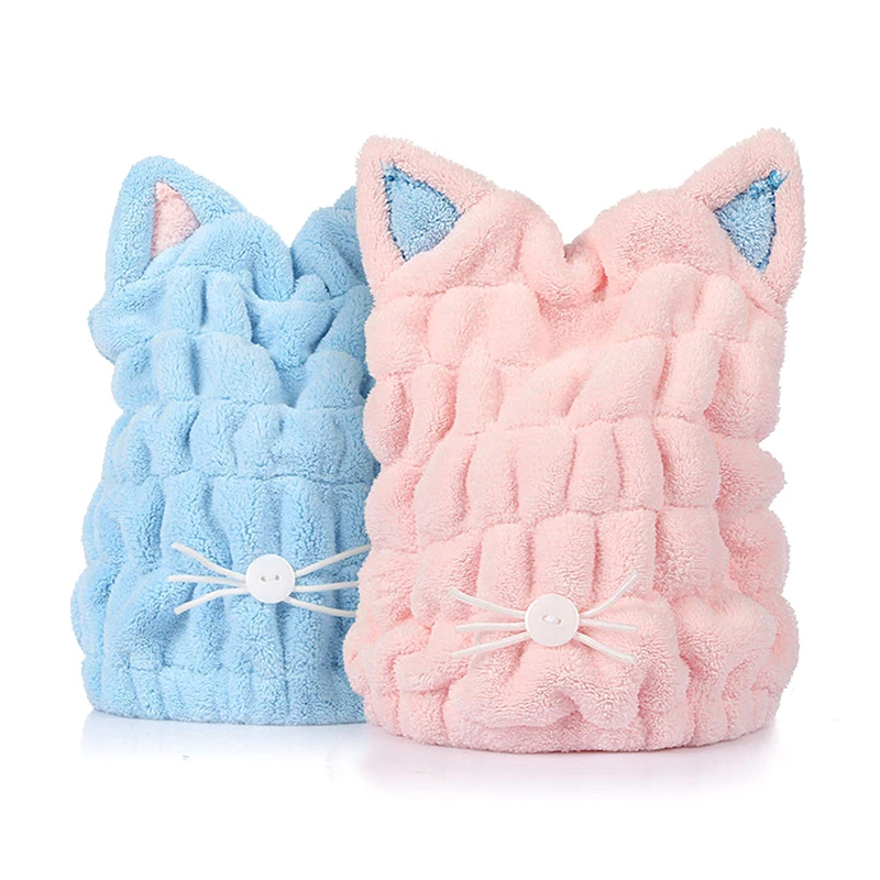 

23*27cm Cute Cat Shower Cap Quickly Dry Hair Cap For Hair Wrapped Towels Shower Hats Bath Caps Superfine