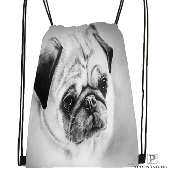 

Custom Gray Dog Pug View Drawstring Backpack Bag Cute Daypack Kids Satchel (Black Back) 31x40cm#180531-04-23