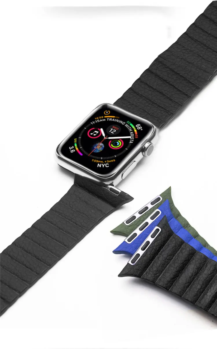 Новейшие часы ремешок для Apple Watch 4 44 мм натуральная кожаная Магнитная застежка запястье серии 1 2 3 42 полосы