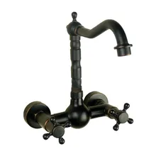 Черный Масло Втирают Латунь Настенный поворотный носик Ванная комната бассейна Кухня Раковина кран смесителя chg014