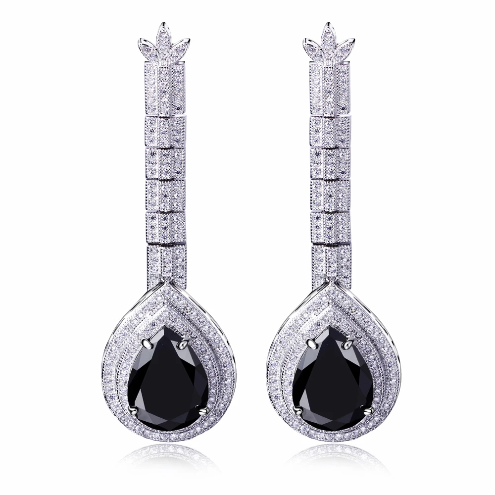 Fashion Secret Ladies Luxury Big Drop Earrings Premium Jet Cubic
