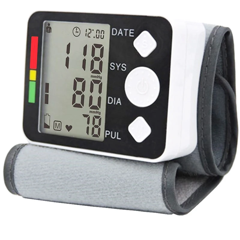 High Quality BP628 Wrist LCD Blood Pressure Monitor Meter Sphygmomanometer Cuff NonVoice pulsometros tensiometro-3