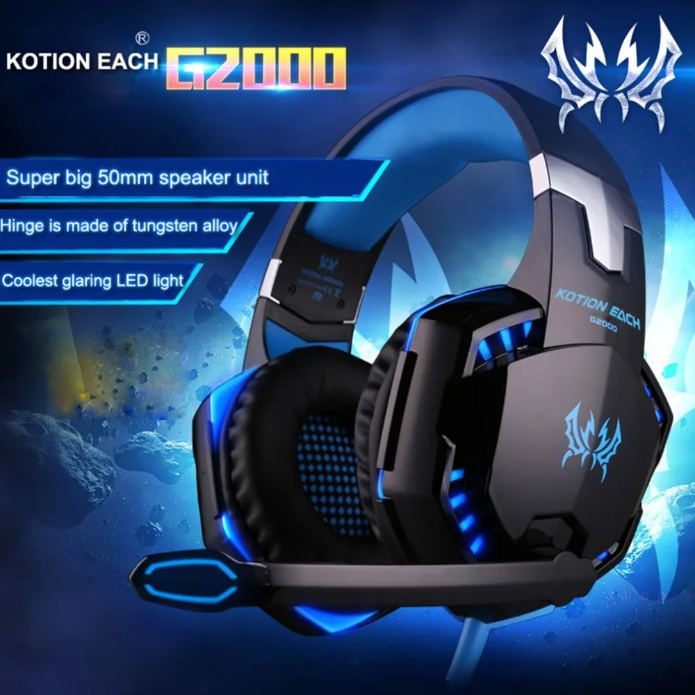 

KOTION EACH Stereo Gaming Headset for Xbox One PS4 PC, Surround Sound Over-Ear Headphones with Noise Cancelling Mic LED Lights