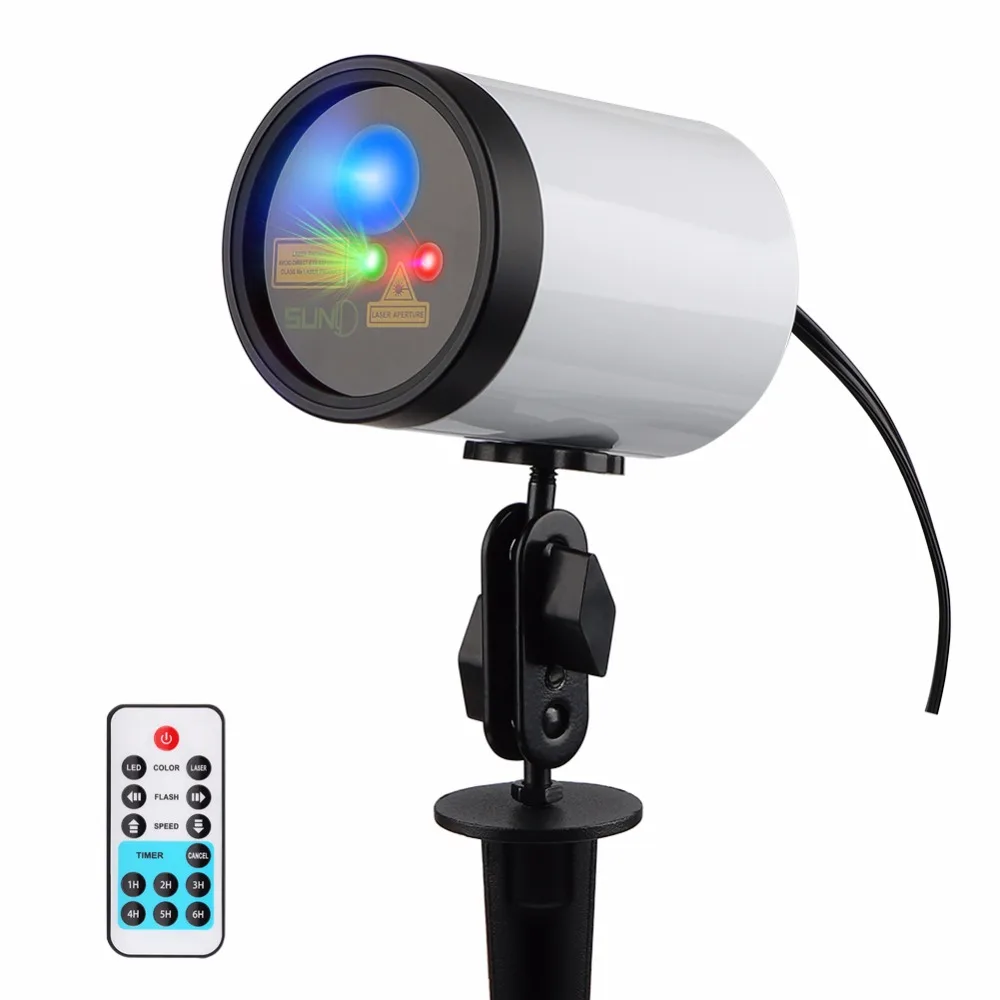 

SUNY Outdoor Waterproof Laser Projector New Year Red Green RG 20 Gobos Patterns Blue LED Background Light Yard Tree Xmas Garden