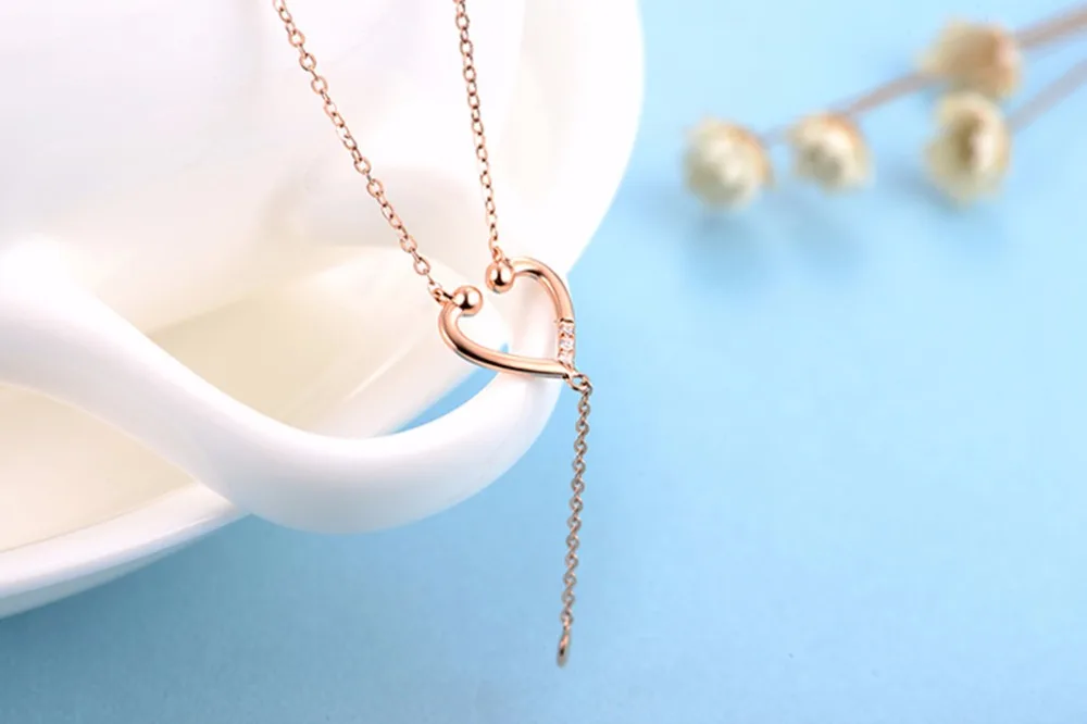 ZOCAI Новое поступление ожерелье Lesten My Real Heart 18 K розовое золото 0.016ct алмаз(Au750) ожерелье D04930