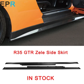 

GTR R35 Carbon Fiber Zele Side Skirt For Nissan Glossy Fibre Door Racing Trim Accessories Body Kit