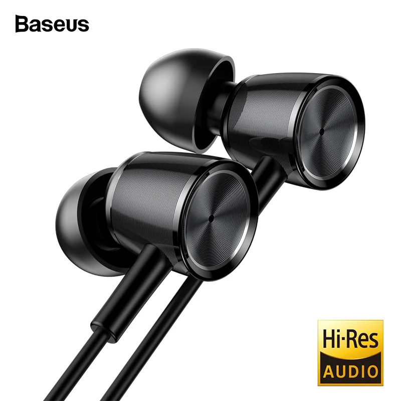 

Baseus H07 Hi-Res Audio Wired Earphone Headset With Mic Metal In-Ear Earphone Stereo Bass Sound With 3.5mm Jack Earbuds kulakl k