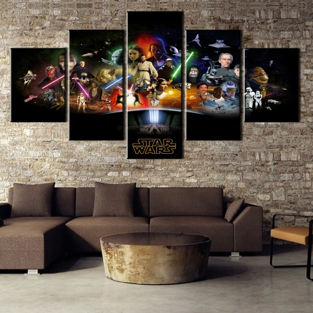 HD Printed 5 Pieces Print Picture Poster Star Wars Painting Canvas Wall