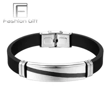 FGifter, мужские браслеты из нержавеющей стали, черные силиконовые браслеты, мужские манжеты, браслет, ювелирные изделия, мужские украшения, подарок